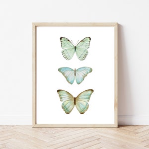 Butterfly print, home decor, teal, green, print, wall decor, art, wall art, physical, mailed, digital