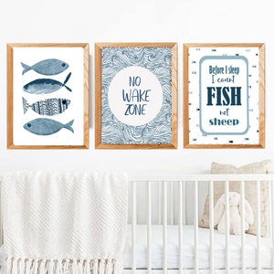 fish, nursery decor, wall art, digital download, set of 3, nautical, ocean, lake, boy, blue, nursery prints, digital, printable