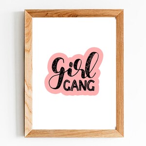 girl gang, print, wall art, girls room decor, pink, girl power, digital download, wall art