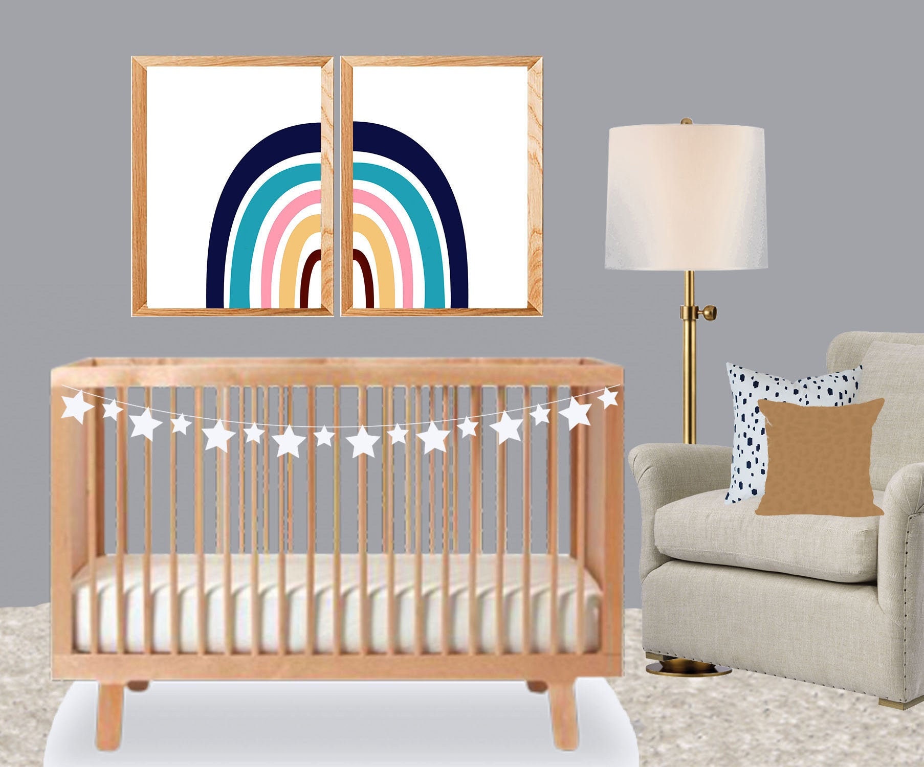 Rainbow nursery decor rainbow wall art print girl nursery Etsy