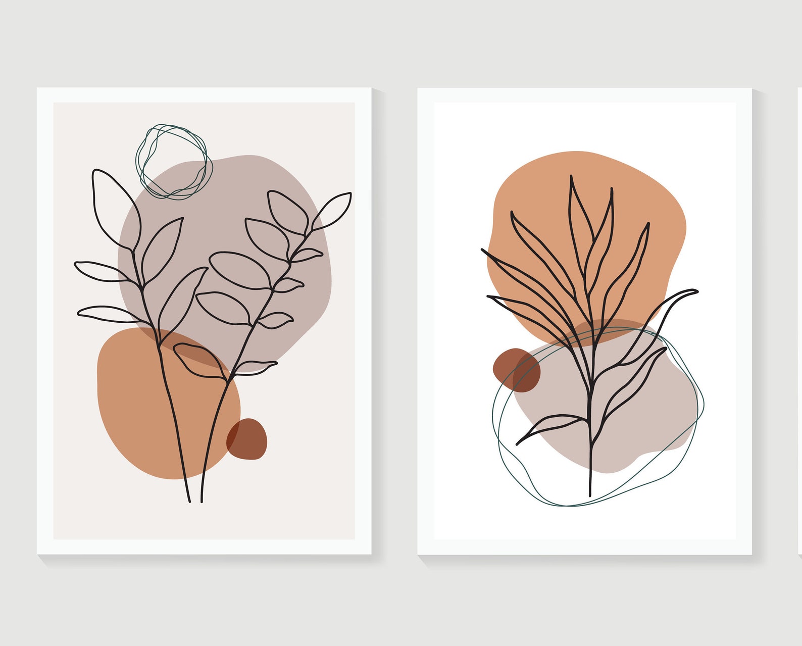 Abstract Wall Art Set of 2 Printable Brown Tan Neutral - Etsy