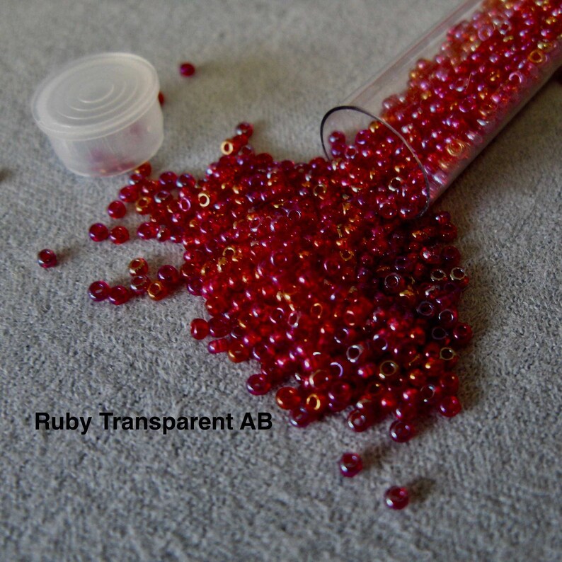 Size 11/0 Czech Seed Bead, Red, Ruby Silver Lined, Red AB, Burgundy Metalic, Lt. Red/Gold, Ruby Transparent AB, You Choose Color image 7
