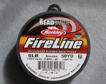 50 Yards FireLine, 6 lb., Smoke, Braided Bead Thread for Small Beads