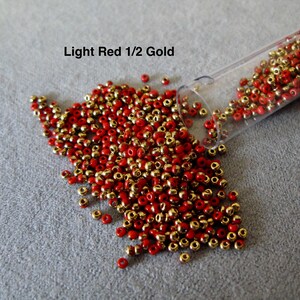 Size 11/0 Czech Seed Bead, Red, Ruby Silver Lined, Red AB, Burgundy Metalic, Lt. Red/Gold, Ruby Transparent AB, You Choose Color image 8