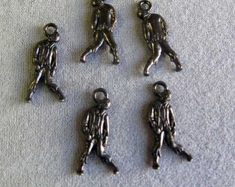 5 Zombies In Suits, TierraCast Charm, Black Oxide Finish, Halloween Charm