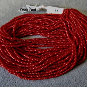 Size 11/0 Czech Seed Bead, Red, Ruby Silver Lined, Red AB, Burgundy Metalic, Lt. Red/Gold, Ruby Transparent AB, You Choose Color image 3