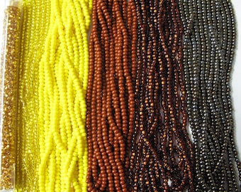 Size 6/0 "E" Beads, Yellow and Brown Choices, Topaz Silver Lined, Yellow Silver Lined, Yellow, Brown, Rootbeer Silver Lined, Brown Iris