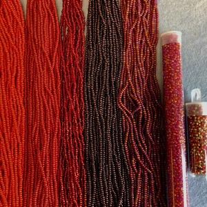 Size 11/0 Czech Seed Bead, Red, Ruby Silver Lined, Red AB, Burgundy Metalic, Lt. Red/Gold, Ruby Transparent AB, You Choose Color image 1