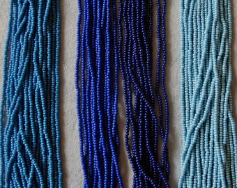 Size 11/0 Czech Seed Beads, Slate Blue, Blue, Navy, Aqua Luster Opaque, You Choose Color