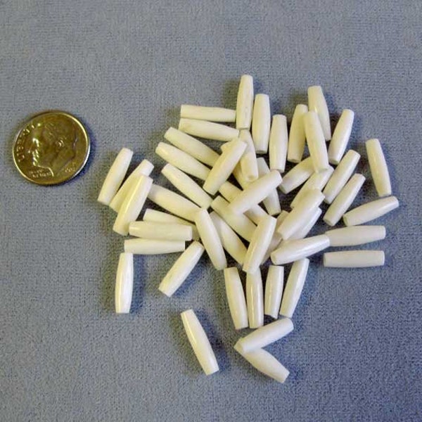 40 Pieces 1/2" X-Thin White Hairpipe, Buffalo Bone, Native American Supply