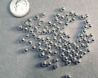 100 Pieces of Round 4 mm Silver-Plated Brass Beads