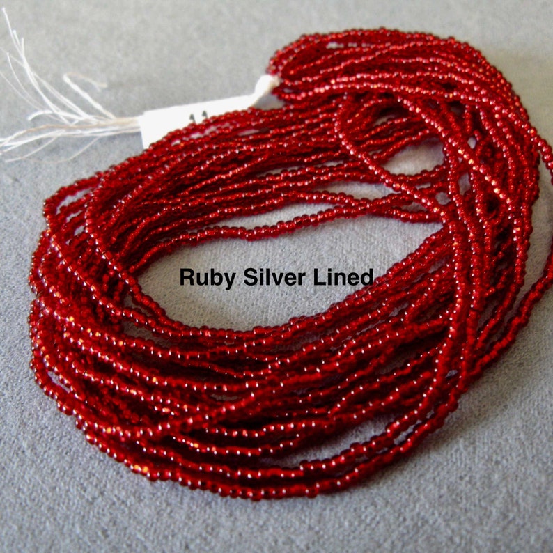 Size 11/0 Czech Seed Bead, Red, Ruby Silver Lined, Red AB, Burgundy Metalic, Lt. Red/Gold, Ruby Transparent AB, You Choose Color image 4