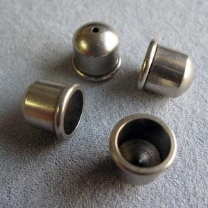 2 tapas Kumihimo de 10 mm, TierraCast, color plata oscura de EE. UU.