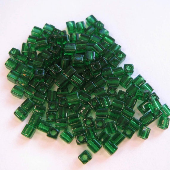 4mm Japanese seed beads Silver Lined Transparent Flame Red Square 20Grams