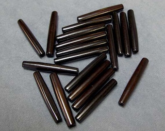 20 Pieces Dark Brown Bone Hairpipe, 1-3/8" Long