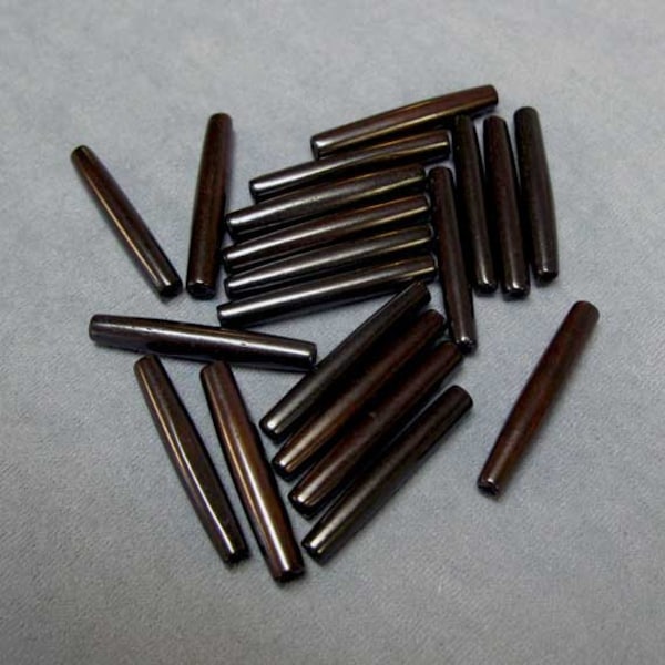 20 Pieces Dark Brown Bone Hairpipe, 1-3/8" Long