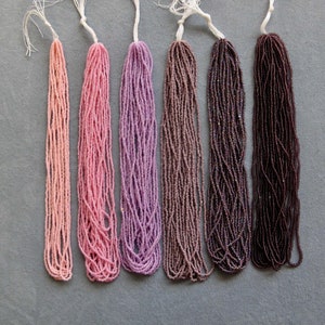 Size 13/0 Charlottes, Pink SoGel, Pink Ceylon, Orchid Ceylon, Opaque Light Purple, Amethyst, Amethyst Iris, Czech Seed Beads