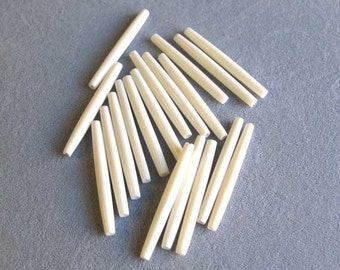 20 Extra Thin 1 1/2" Bone Hairpipe, Genuine Bone, Native American Choker Hair Pipe Beads