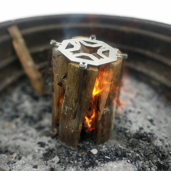 Minne-Swedish Torch - Lightweight Campfire Log Grill - Stainless Steel