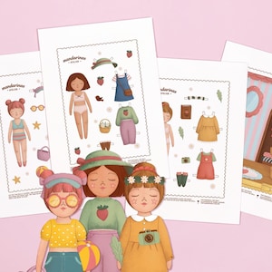 Muñecas de papel imprimibles: actividad DIY para niños: disfraces y accesorios, descarga instantánea