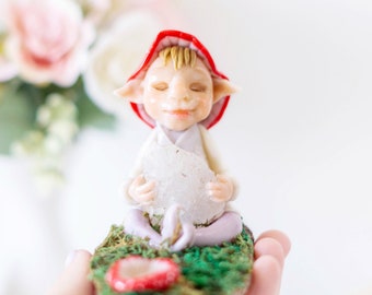 Gnome Incense Holder, Hand Sculpted Elf Figurine, Decorative Gnome, Cottage Core, Handmade Garden Decor