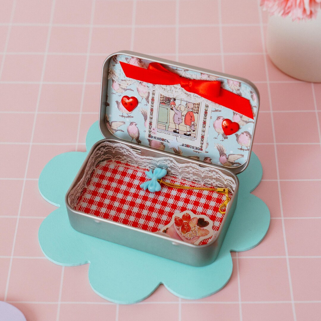 Trinket Tin Box, Pocket Tin, Storage Box, Cute Mini Jewelry Box, Gift ...