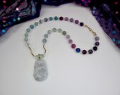 Chinese Astrological Goat Sign Grade A Ice Burma Jadeite Hand Carved Pendant Grade AAA Fluorite Gemstone Beads Gold Filled Accoutrements