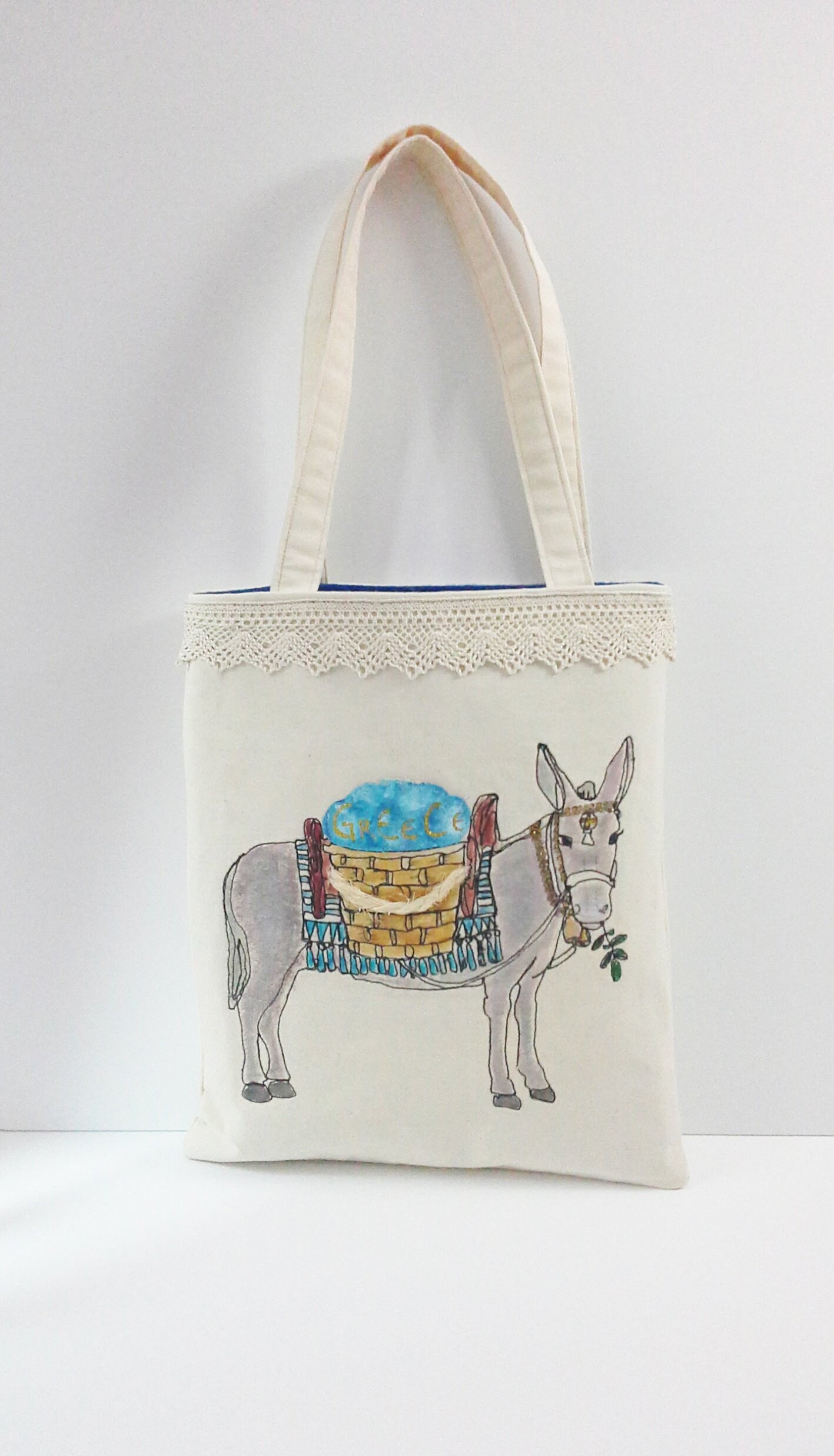Indigo Embroidered Tote Bag