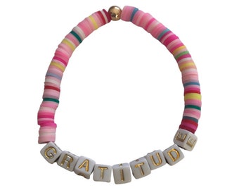 GRATITUDE Vibrant Clay Disc Beaded Bracelet