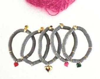 Puffy Heart Heishi Bracelet