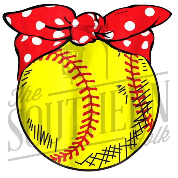 Softball with Bow  PNG File, Sublimation Design, Digital Download, Sublimation Designs Downloads