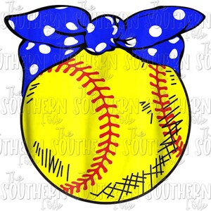Softball with Blue Bow PNG File, Sublimation Design, Digital Download, Sublimation Designs Downloads, Softball Sublimation, Softball Designs