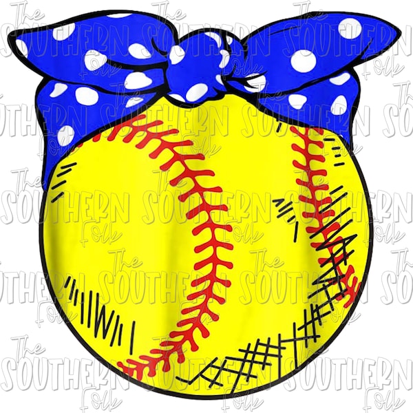 Softball with Blue Bow PNG File, Sublimation Design, Digital Download, Sublimation Designs Downloads, Softball Sublimation, Softball Designs