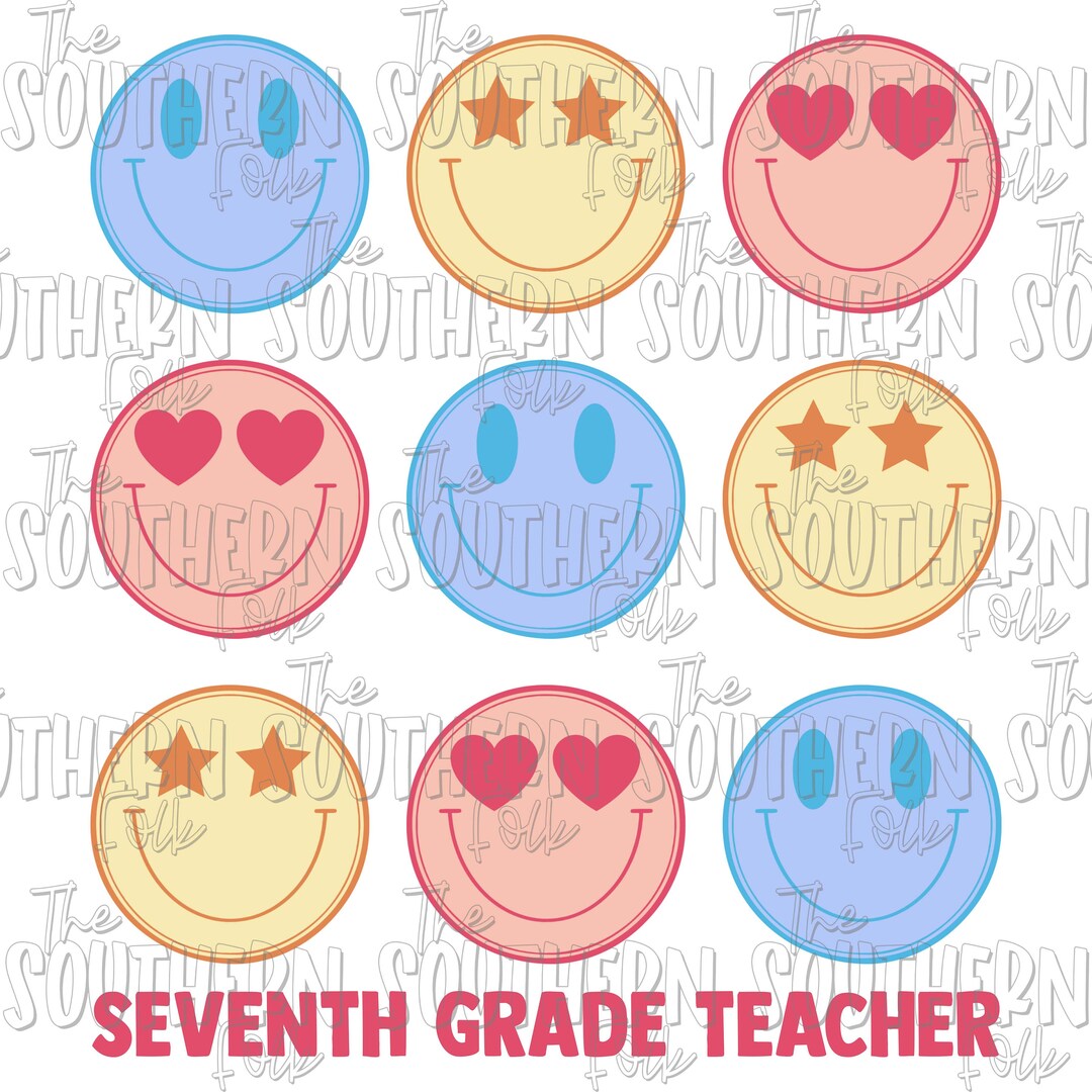 Retro Seventh Grade Teacher PNG File, Sublimation Designs, Digital ...