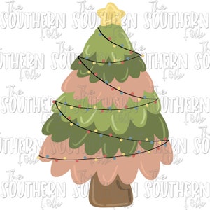 Hand Drawn Christmas Tree PNG File For Sublimation, Digital Download, Sublimation Designs Downloads, Christmas Designs