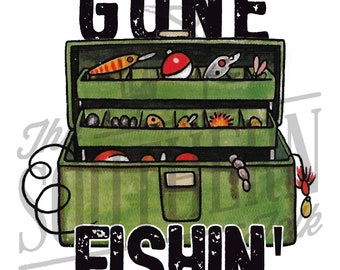 Gone Fishing Design PNG File 