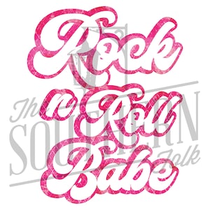 Rock n Roll Babe Hot Pink PNG File, Sublimation Design Download, Digital Download