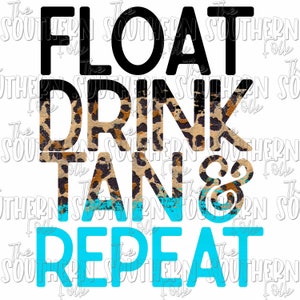 Float Drink Tan & Repeat Blue Cheetah Print PNG File, Sublimation Design, Digital Download, Sublimation Designs Downloads, CE