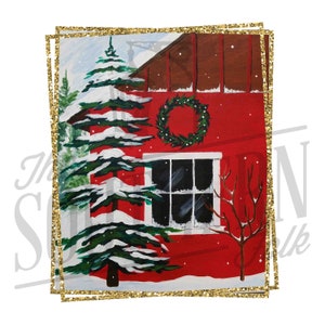 Christmas Barn Sublimation Design, PNG File, Digital Download, Sublimation Designs Downloads, Hand Drawn