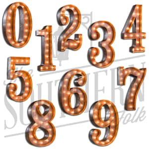 Marquee Numbers 0-9 PNG File, Sublimation, Digital Download, Clipart
