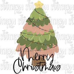 Hand Drawn Merry Christmas Tree PNG File For Sublimation, Digital Download, Sublimation Designs Downloads, Christmas Designs