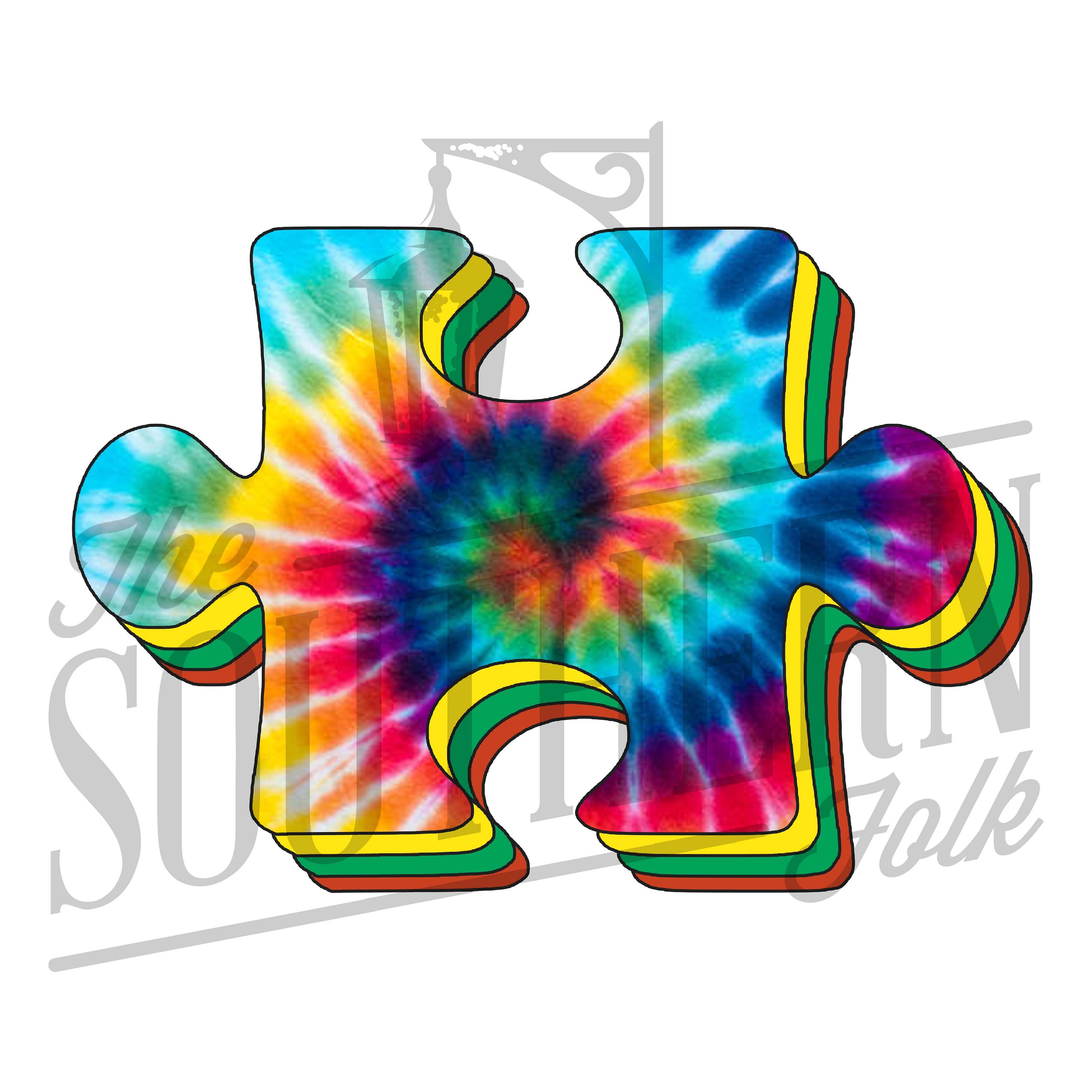 Tie Dye Puzzle Piece PNG File Sublimation Design Digital Etsy