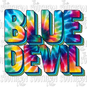 Blue Devil PNG File, Sublimation Design, Digital Download, Sublimation Designs Downloads, Tie Dye, Mascot