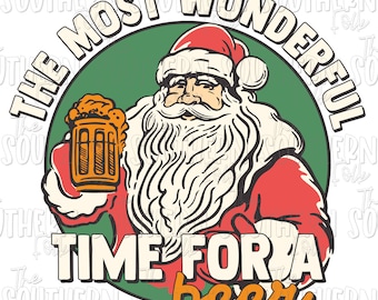 The Most wonderful time for a Beer Sublimation Design, PNG File, Digital Download, Sublimation Designs Downloads, Christmas Sublimation