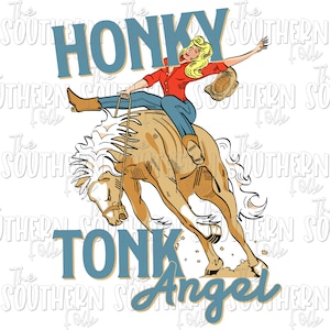 Honky Tonk Angel Sublimation Design, Fichier PNG, Sublimation Designs Téléchargements, Téléchargement numérique, Western Designs