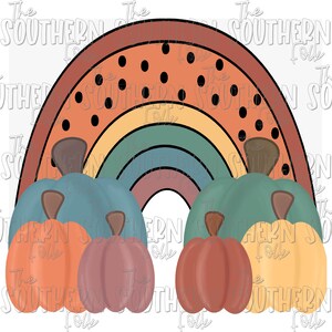 Fall Pumpkin Rainbow Sublimation Design, PNG File, Digital Download, Sublimation Designs Downloads, Fall Designs, Hand Drawn