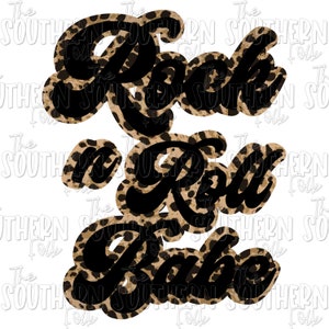 Rock n Roll Babe Black Cheetah PNG File, Sublimation Design, Digital Download, Sublimation Designs Downloads, Sublimation Designs