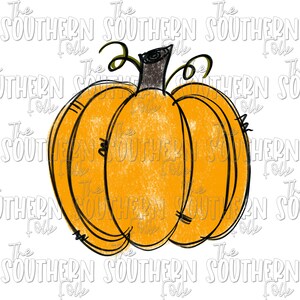 Hand Drawn Yellow Doodle Pumpkin Sublimation Design, PNG File, Digital Download, Sublimation Designs Downloads, CE