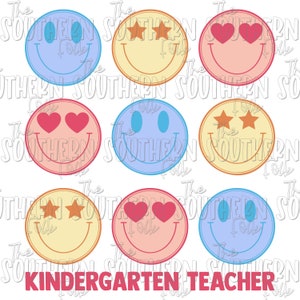 Retro Kindergarten Teacher PNG File, Sublimation Designs, Digital Download, Sublimation Designs Downloads, Teacher Designs, Back to School