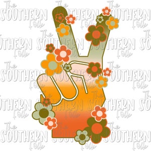 Floral Peace Sign PNG File, Sublimation Designs, Digital Download, Sublimation Designs Downloads, Hippie Designs